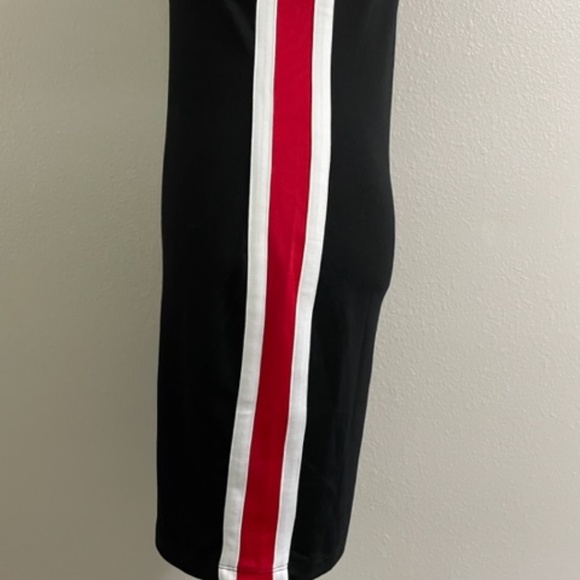 H&M Divided Bodycon Dress Black with Red & White Side Stripes *New without tags* - Picture 3 of 4